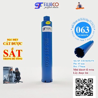 Mũi khoan rút lõi bê tông phi 63 mm - FUJACO - FJC063X370 mũi khoét lỗ tròn xuyên sắt cốt thép giá rẻ tốt nhất