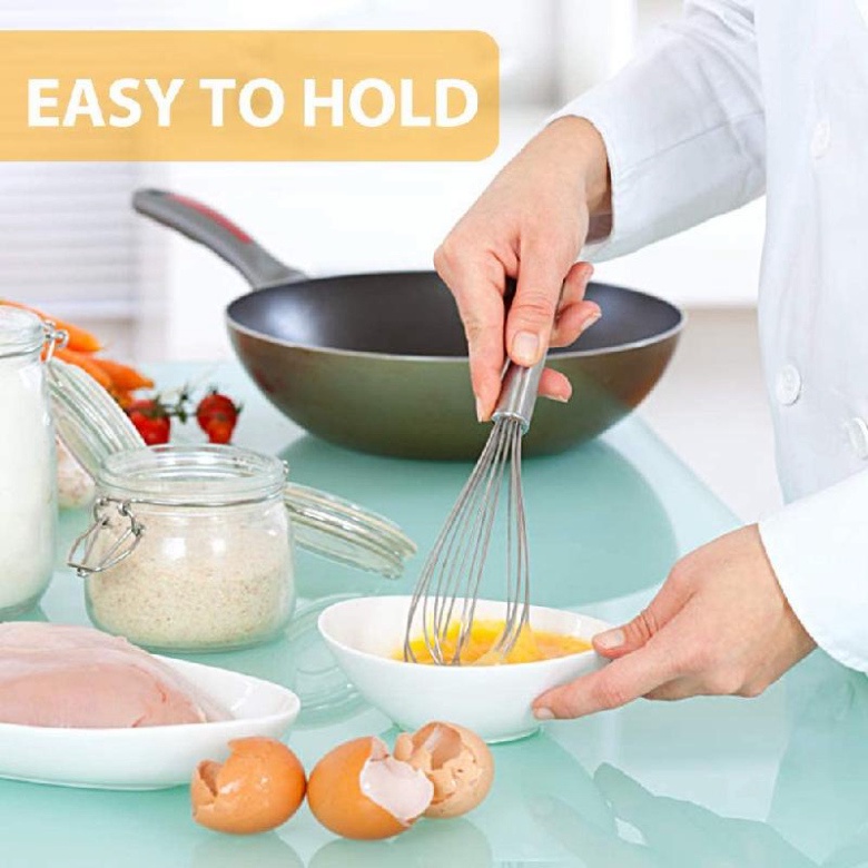 cây đánh trứng hình cầu, dụng cụ đánh trứng inox cầm tay
