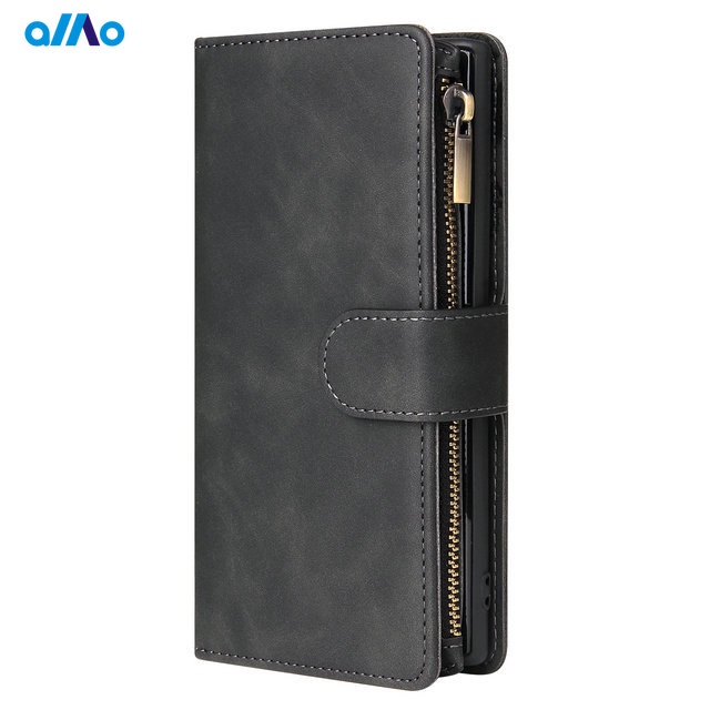 Bao da điện thoại etui dạng ví có khóa kéo đa năng cho samsung m32 a12 a22 a32 4g 5g a52 a72