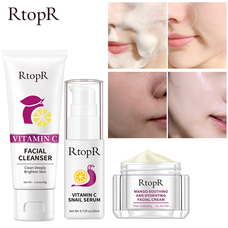 Bộ dưỡng da Rtopr gồm sữa rửa mặt kiểm soát bã nhờn 40g + serum VC làm trắng 20ml + kem dưỡng ẩm xoài chống nếp nhăn 30g