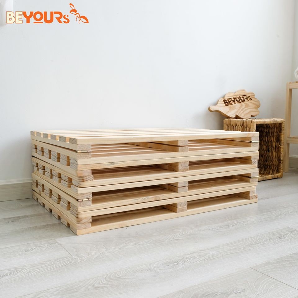 Giường Pallet / Giường Ngủ Pallet Gỗ Thông Gấp Gọn / Giường Gỗ Cho Homestay