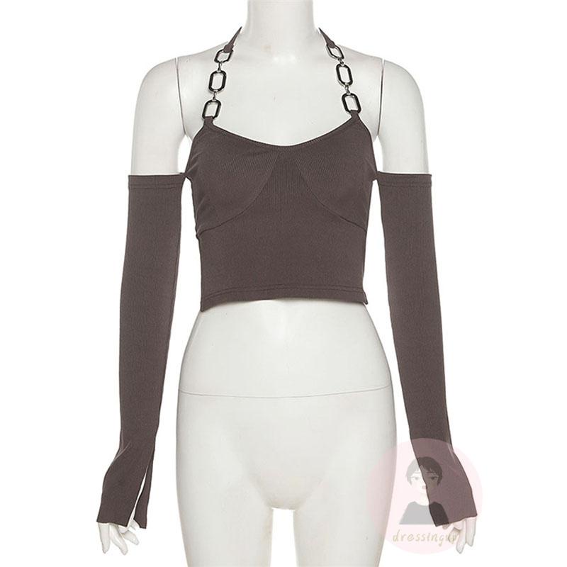 Áo Thun Dài Tay Cổ Thuyền Hở Rốn Màu Sắc Trơn Gợi Cảm Cho Nữ