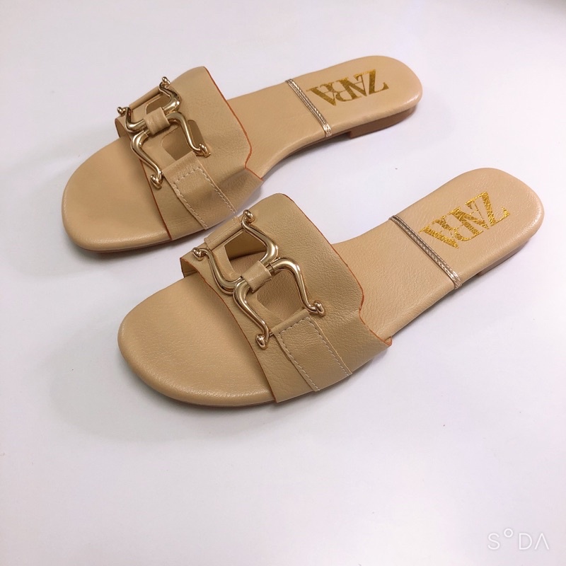 Dép nữ quai ngang ZARA da mềm hàng đẹp- Ảnh chụp thật