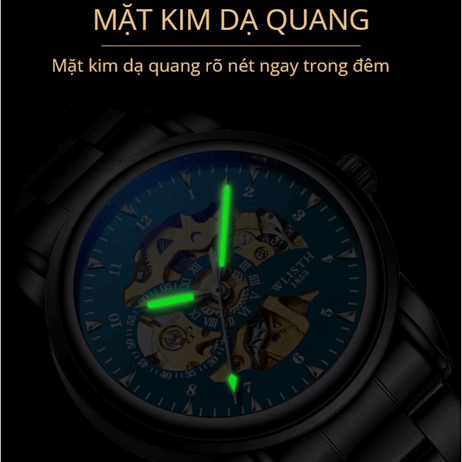 Đồng hồ cơ nam chính hãng đủ phiên bản dây da dây thép, chống nước Wlisth W900, Bộ máy lộ cơ công nghệ Nhật Bản | BigBuy360 - bigbuy360.vn