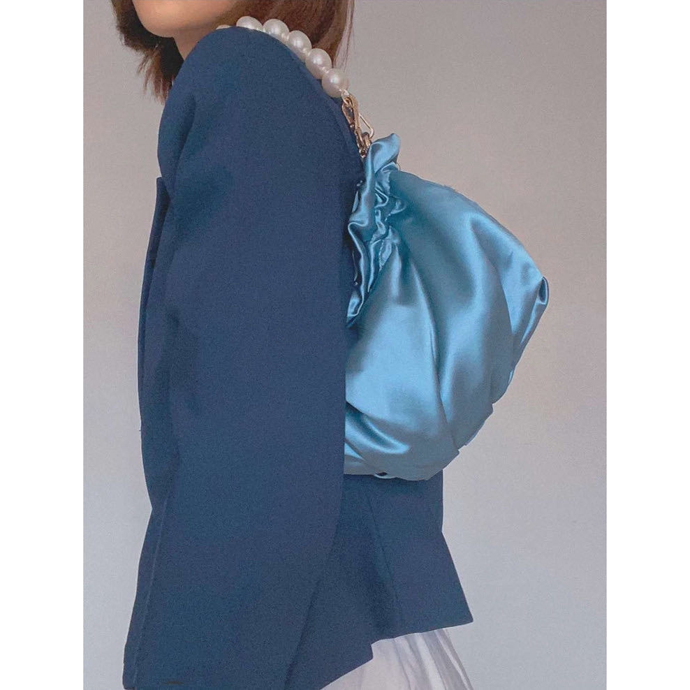 Ielgy Handbag Túi Đeo Vai Hình Lõm Mây Dây Xích Gấp Được