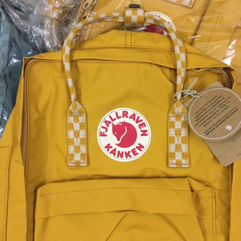 Balo Kanken Classic - Ochre Chess-Pattern  - Size Laptop 14”, phù hợp đi học, đi làm và du lịch