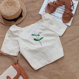 ÁO CROPTOP THÊU HOA (KÈM HÌNH THẬT)