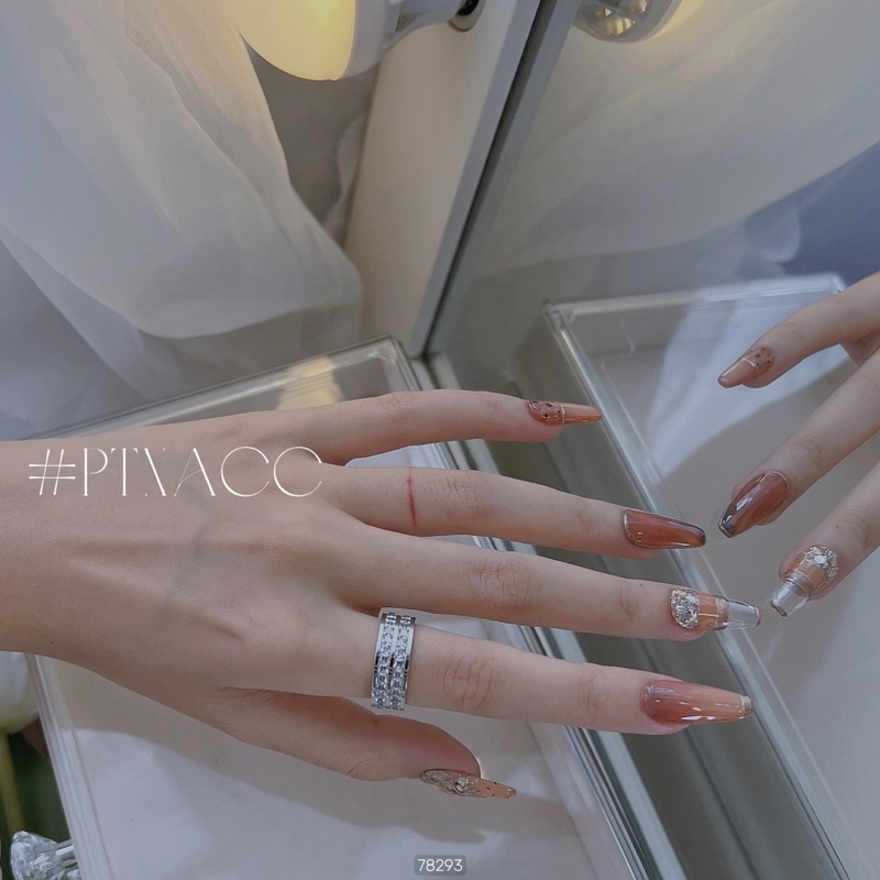 Nhẫn titan full đá paguet, nhẫn 2 hàng đá .PTNACC.