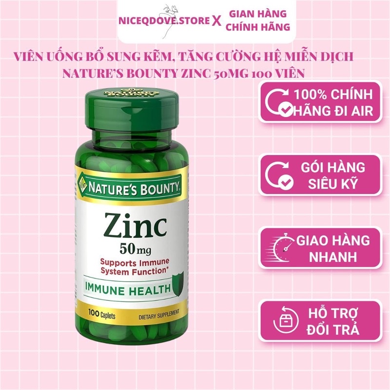 Viên uống bổ sung kẽm Nature’s Bounty Zinc giúp xương chắc khỏe, giảm nguy cơ loãng xương Bill Mỹ Date 2025