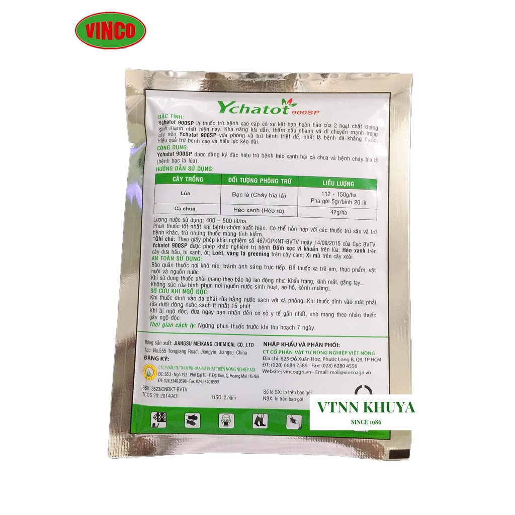 Thuốc trừ bệnh Ychatot 900SP Vinco 30gr Đặc trị vi khuẩn