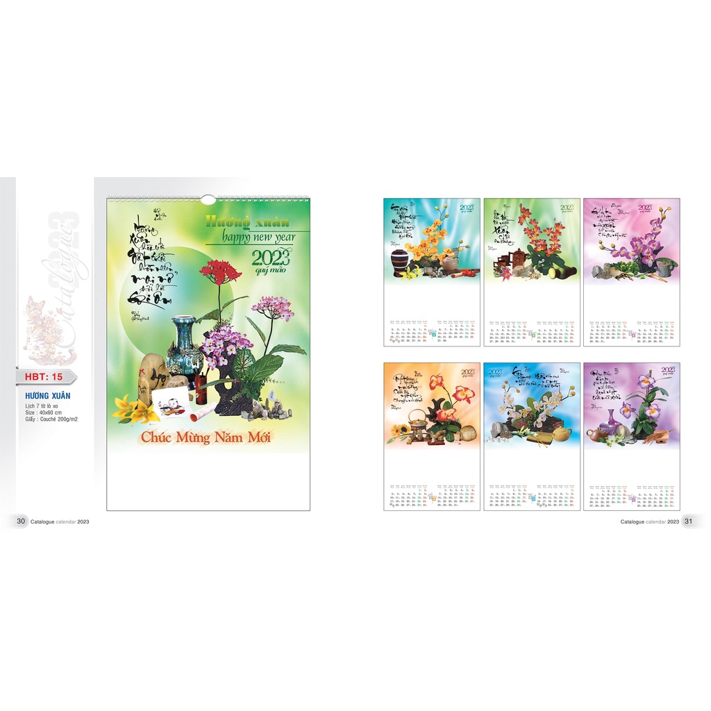 Lịch 7 tờ lò xo  1 tờ 2 tháng HÌNH NGẪU NHIÊN