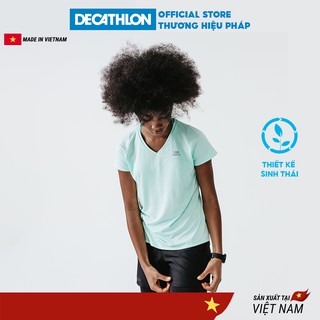 Áo thun thể thao nữ DECATHLON run dry chuyên chạy bộ nhanh khô - xanh lá cây nhạt
