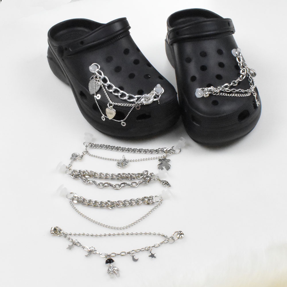 Phụ Kiện Dây Xích Gắn Trang Trí Giày Bằng Kim Loại Kiểu Mặt Trăng Jimbits croc Độc Đáo
