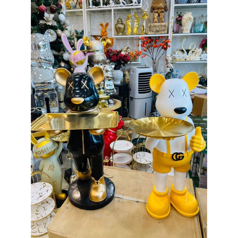 gấu bearbrick cao 85cm. gấu trang trí bearbrick. GẤU PHỤC VỤ/ Bearbrick/ Gấu bê đĩa