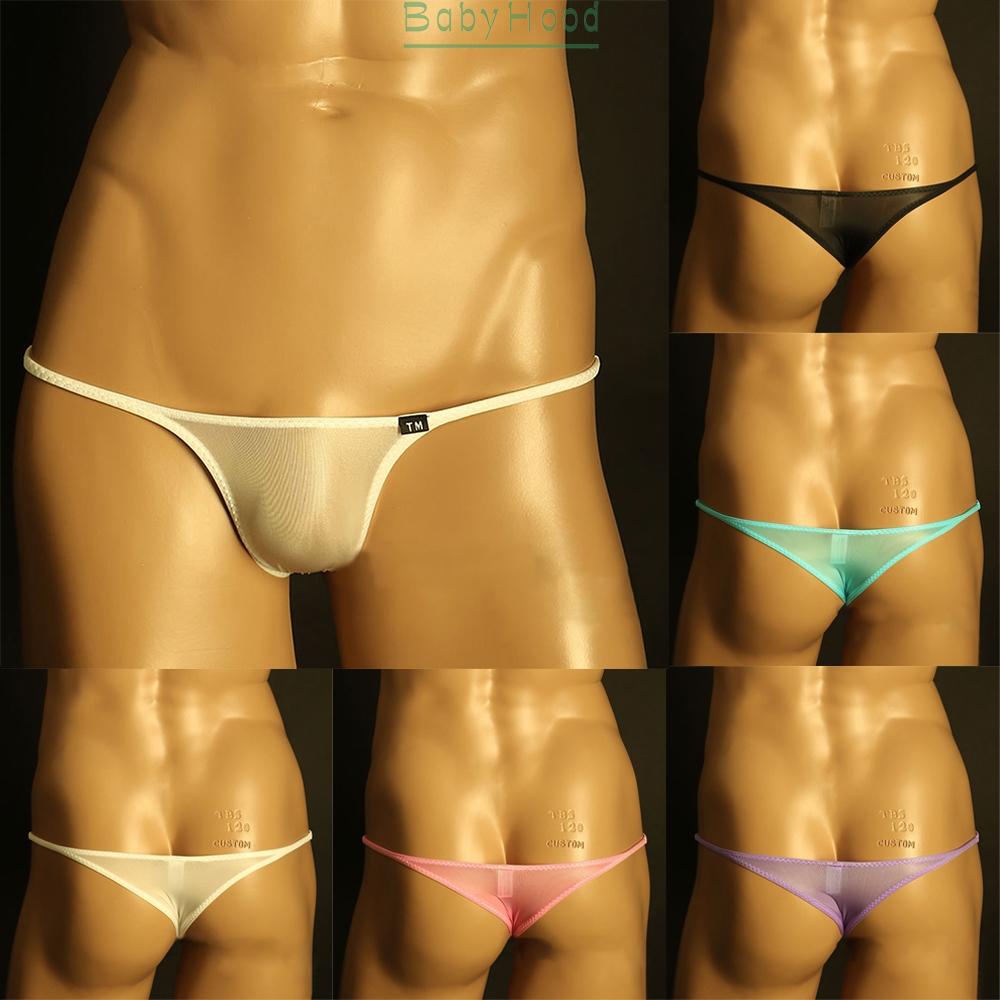 Men\'s G-String Underwear T-Back Briefs Sexy Micro Low-rise Bikini See Through#BBHOOD