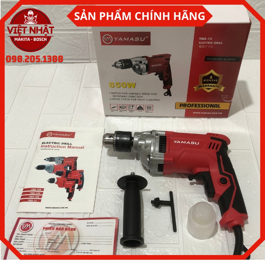 Máy khoan điện, bắt vít YAMASU-13.Đường kính mũi : Ø 13mm,điện áp: 220V – 50Hz
