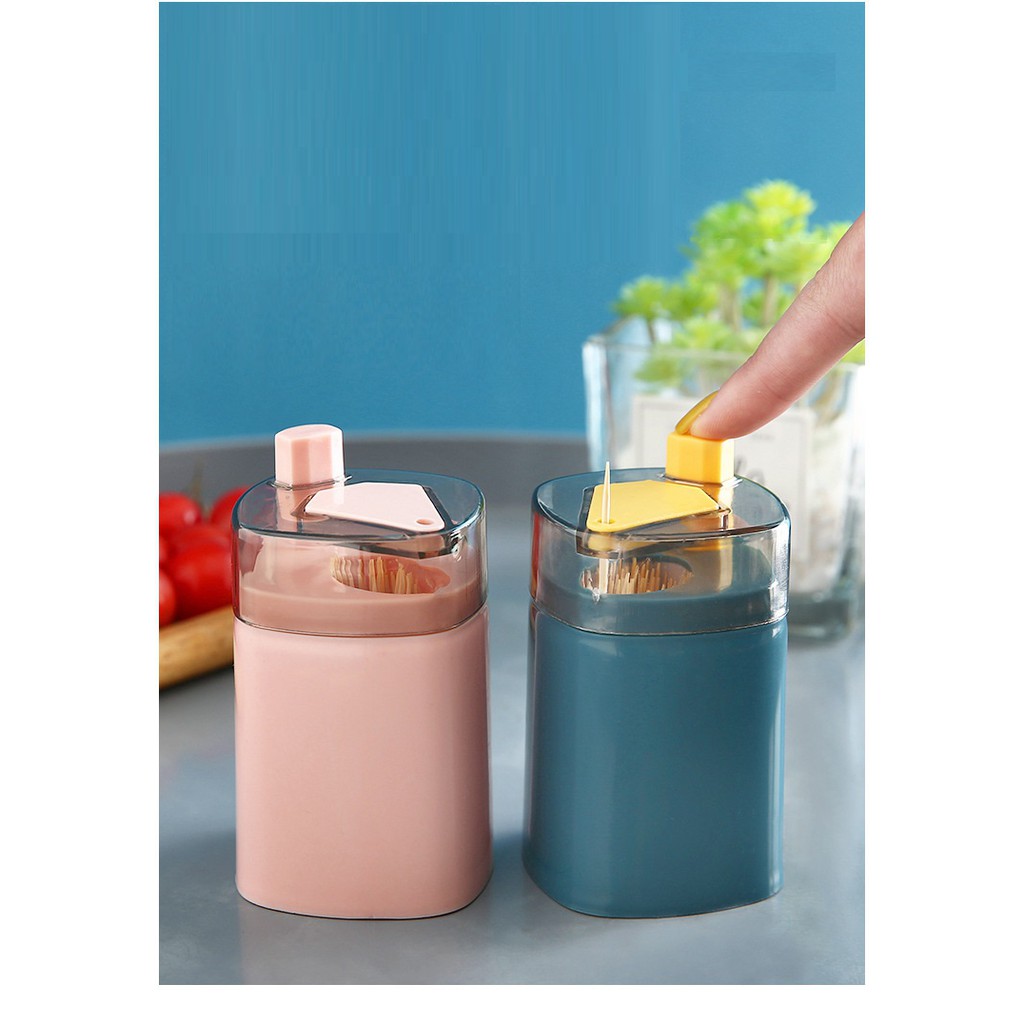 Hộp đựng tăm tự động, hũ tăm nhấn nút lấy tăm tiện lợi
