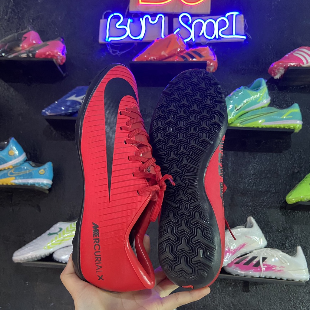Giày đá banh cỏ nhân tạo Mercurial Vic 6 TF  Đỏ Đen đế Chắc Chắn,  – BUMSPORT