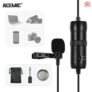 ACEMIC Single Head Lavalier Microphone Mic Lapel Clip-on Omni-directional Condenser with 6.5mm Adapter for Smartphone DSLR PC Camcorder Conference Youtuber Video Recording