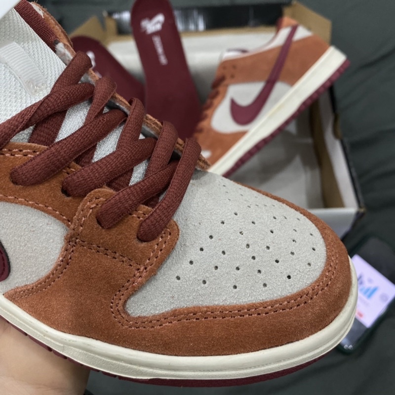 GIÀY SB DUNK PRO DARK RUSSET ĐỎ ĐÔ DA LỘN