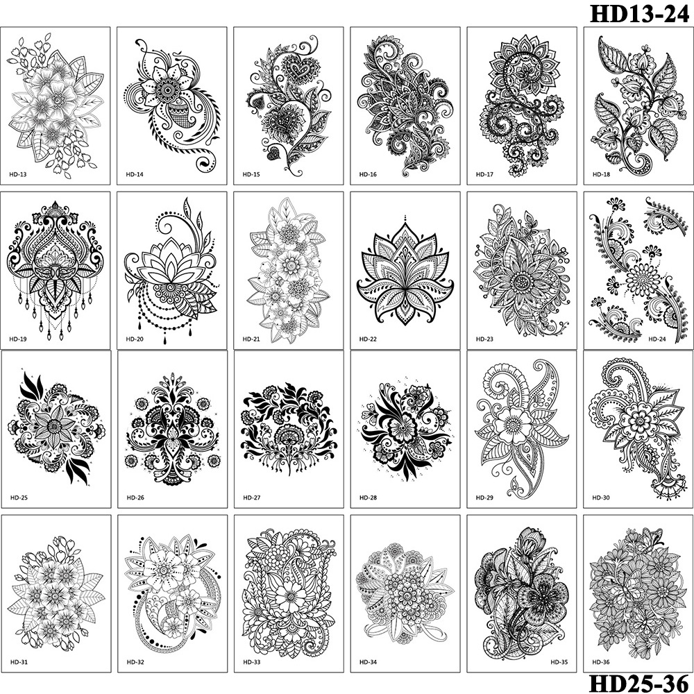 (Hàng Mới Về) Set 12 Miếng Dán Hình Xăm Tạm Thời Chống Nước Nhiều Màu Đẹp Mắt