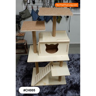 Cattree 2 tầng kết hợp trụ cào móng Petzou CH005 -Nội Thất Thú Cưng lắp ráp
