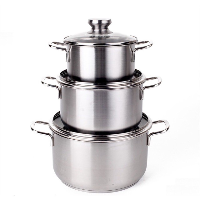 Bộ nồi inox 𝓢𝓱𝓸𝓹 𝓣𝓲𝓮̣̂𝓷 𝓘́𝓬𝓱 Bộ ba nồi 3 inox five star  16-20-24cm dùng được bếp từ