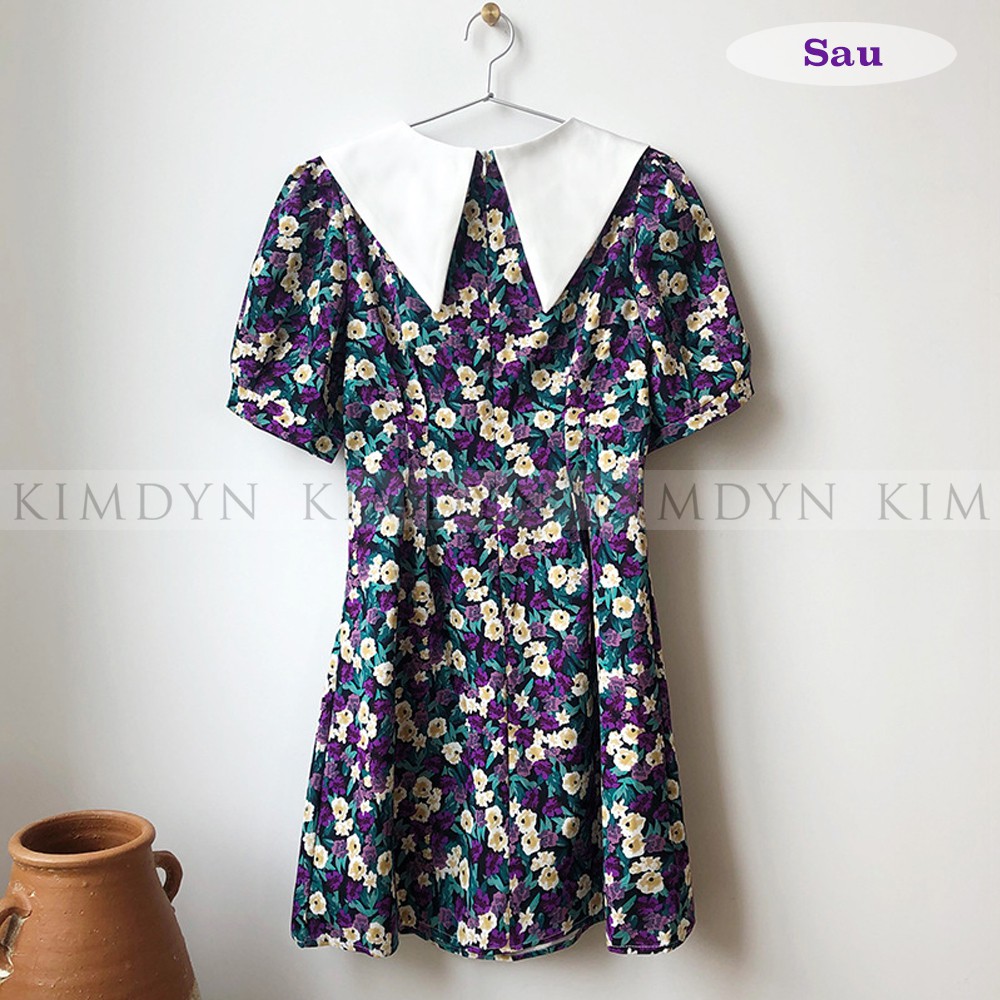 Váy hoa nhí cổ sen nhọn đầm vintage KimDyn [KDD21]