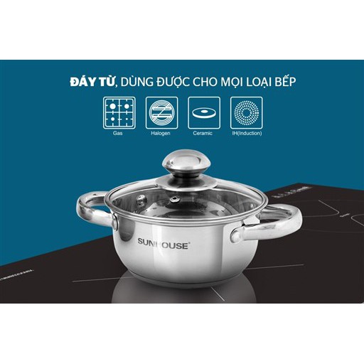 BỘ NỒI INOX 3 ĐÁY SUNHOUSE SH334 -  size 16-20-24cm
