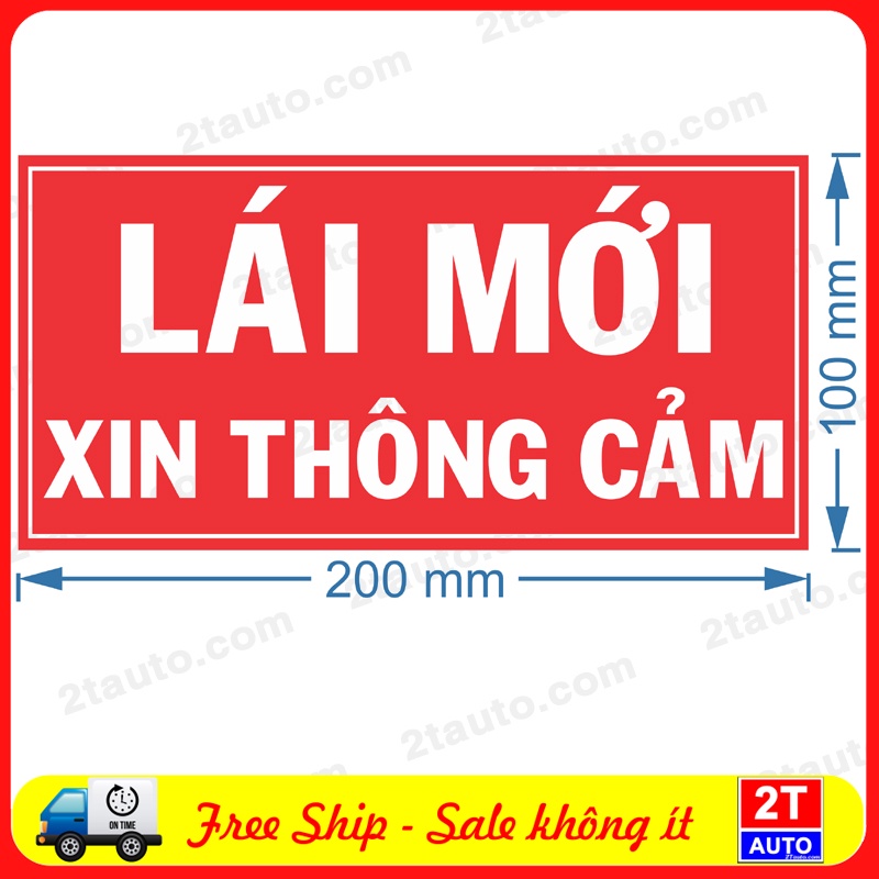 LOGO STICKER TEM XE LÁI MỚI XIN THÔNG CẢM - NỀN ĐỎ MẪU MỚI