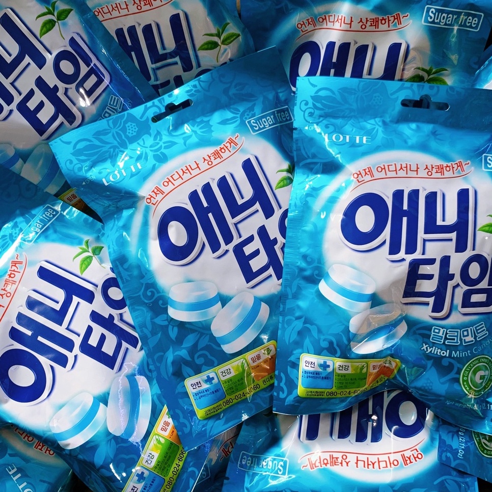 Kẹo Bạc Hà Hàn Quốc Lotte Anytime Không Đường Gói 60g