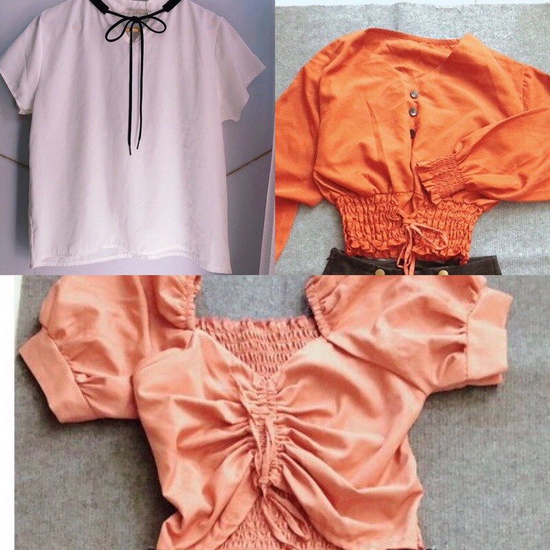 Áo kiểu croptop tay bồng trẻ trung, siêu xinh nhiều kiểu nhiều màu cho nữ