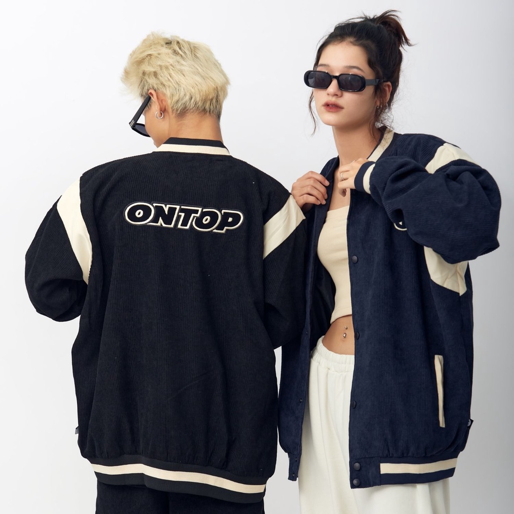 Áo khoác varsity jacket nam nữ local brand ONTOP nhung đũa thumbnail