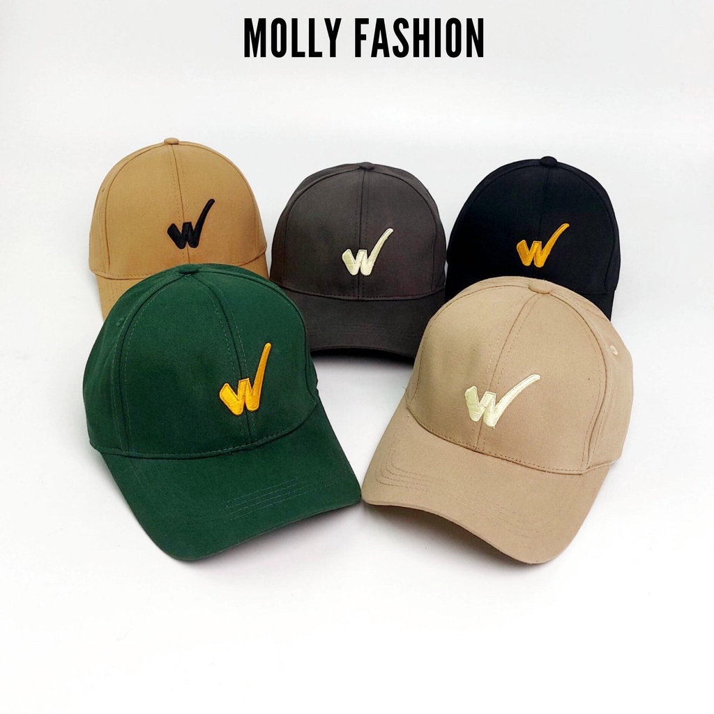Mũ lưỡi trai Unisex  Nón kết Ulzzang thêu chữ W chất kaki cao cấp Molly Fashion – NK21