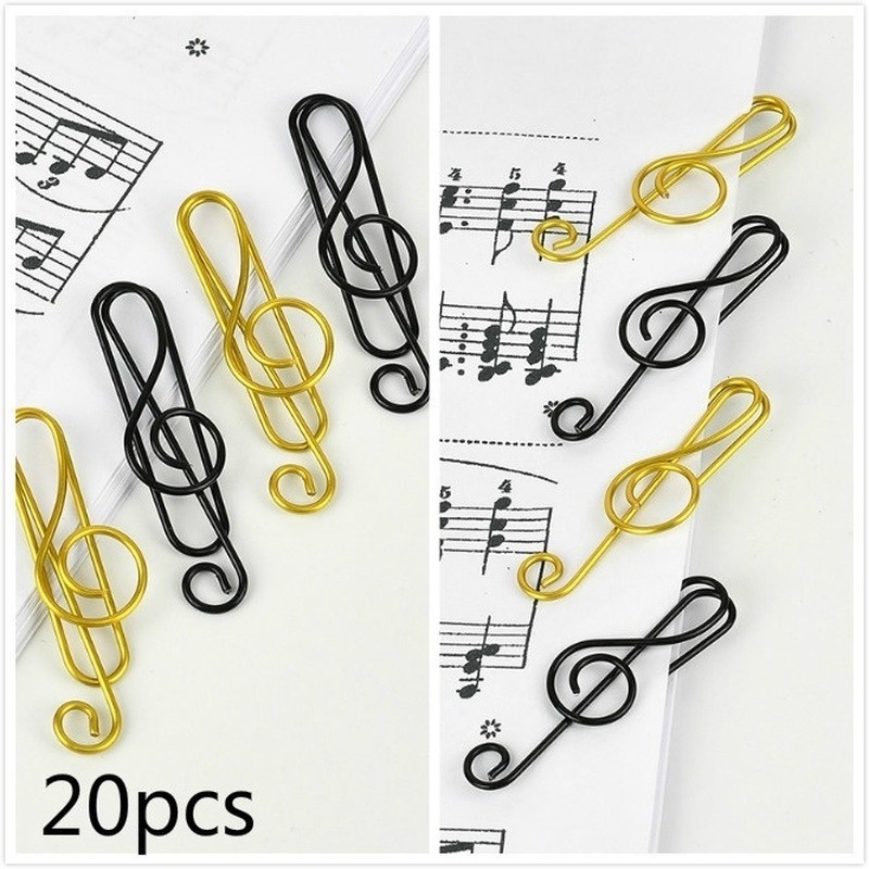 Set 20 Kẹp Giấy Kim Loại Hình Nốt Nhạc Xinh Xắn