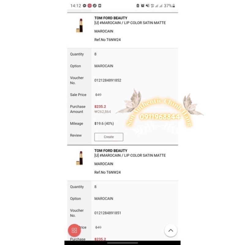 Son Tom Ford Satin Matte - Tomford Chính Hãng 24/27/26/50/51/52/28/16