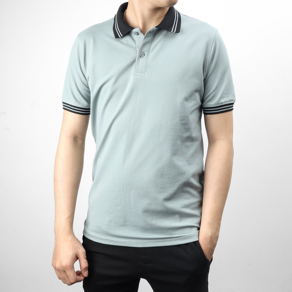 Áo Thun Polo nam cổ bẻ phối kẻ tay áo, chất liệu Cotton xuất khẩu, form chuẩn, size lên tới 85kg Dilano APD05 | BigBuy360 - bigbuy360.vn