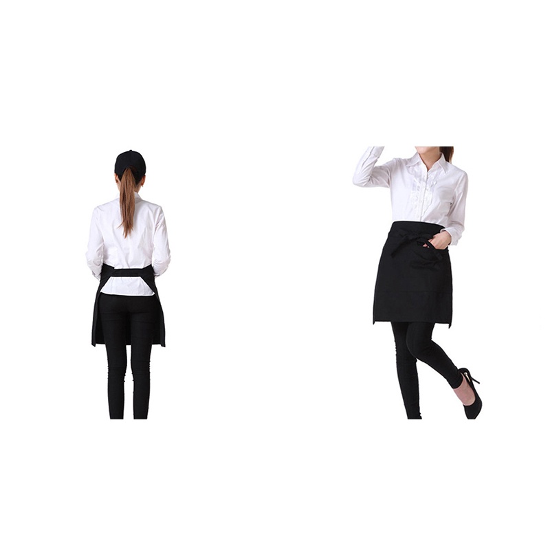 Tạp Dề Ngắn Màu Đen Có Túi Cho Nhà Hàng