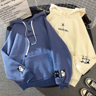 Áo nỉ hoodie thêu mèo dễ thương HANA198