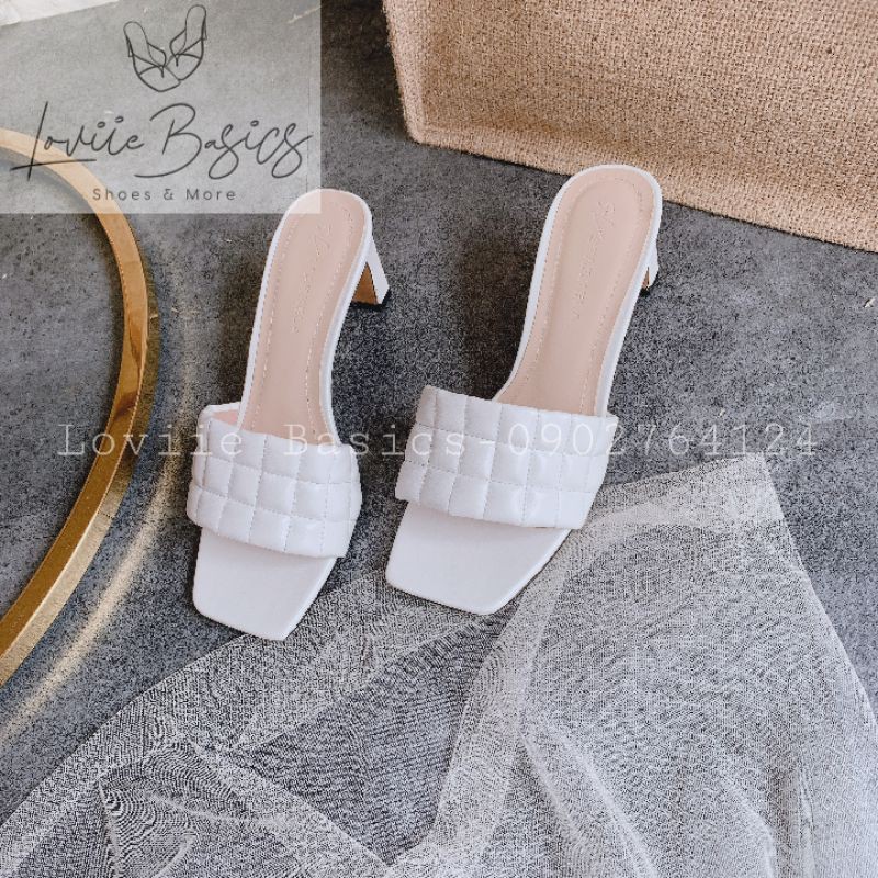 LOVIIE BASICS- DÉP CAO GÓT THỜI TRANG 5CM - GUỐC NỮ QUAI NGANG TRẦN CHỈ - DÉP CAO GÓT ĐẾ VUÔNG - GUỐC NỮ 5 PHÂN D200344