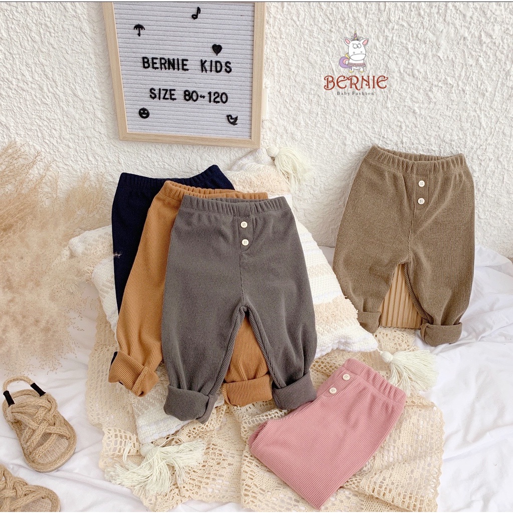 Quần nhung tăm unisex mềm ấm cho bé, quần nhung đính cúc cách điệu siêu đẹp