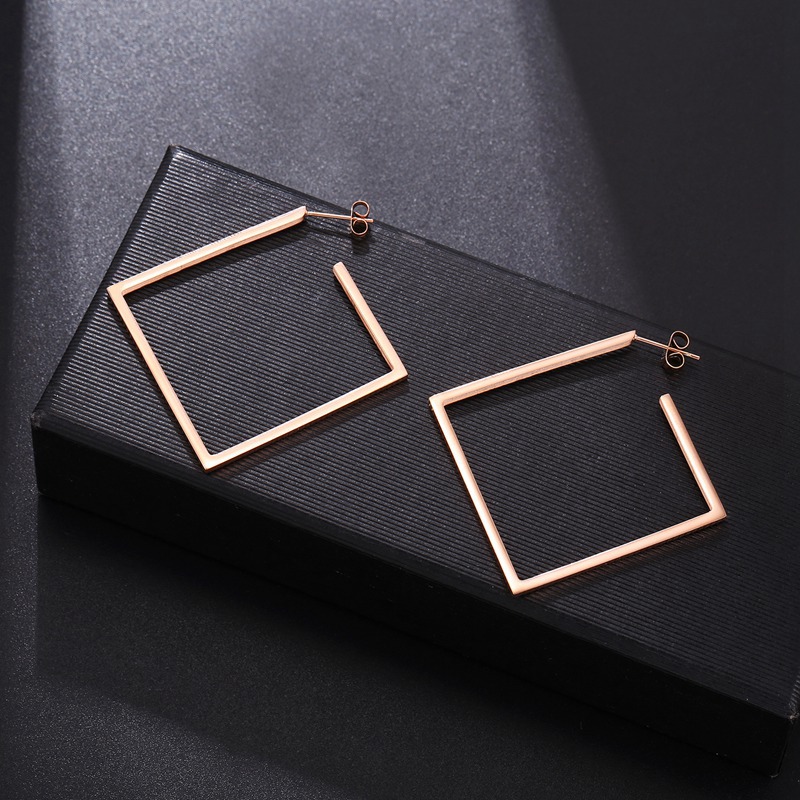 Anti-Allergy Stainless Steel Rose Gold Round Circle Hoop Retro Earrings Heart Geometric Earring for Women #5040