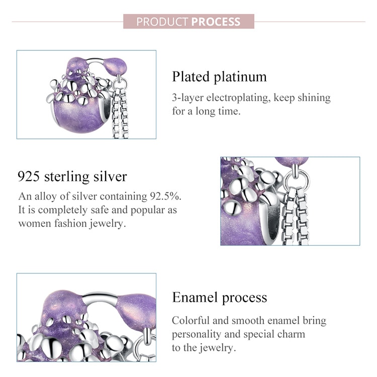 Hạt Charm Bamoer BSC348 Bằng Bạc 925  Titan Thiết Kế Hình Bình Nước Hoa Xinh Xắn