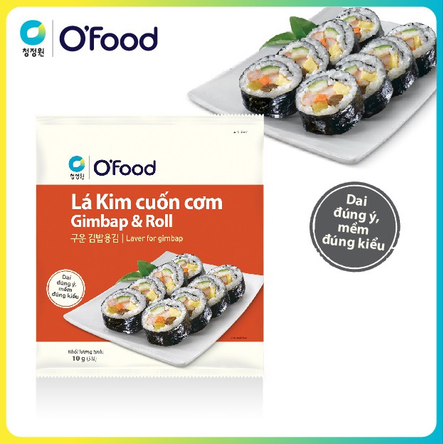 Rong biển / lá kim cuốn cơm Hàn Quốc O'food 10g, sử dụng cho các món kimbap, sushi