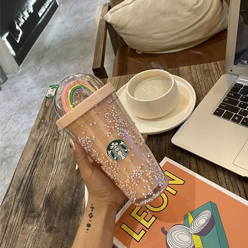 Ly uống nước Starbucks hai lớp có thể tái sử dụng dung tích 450ml 2021