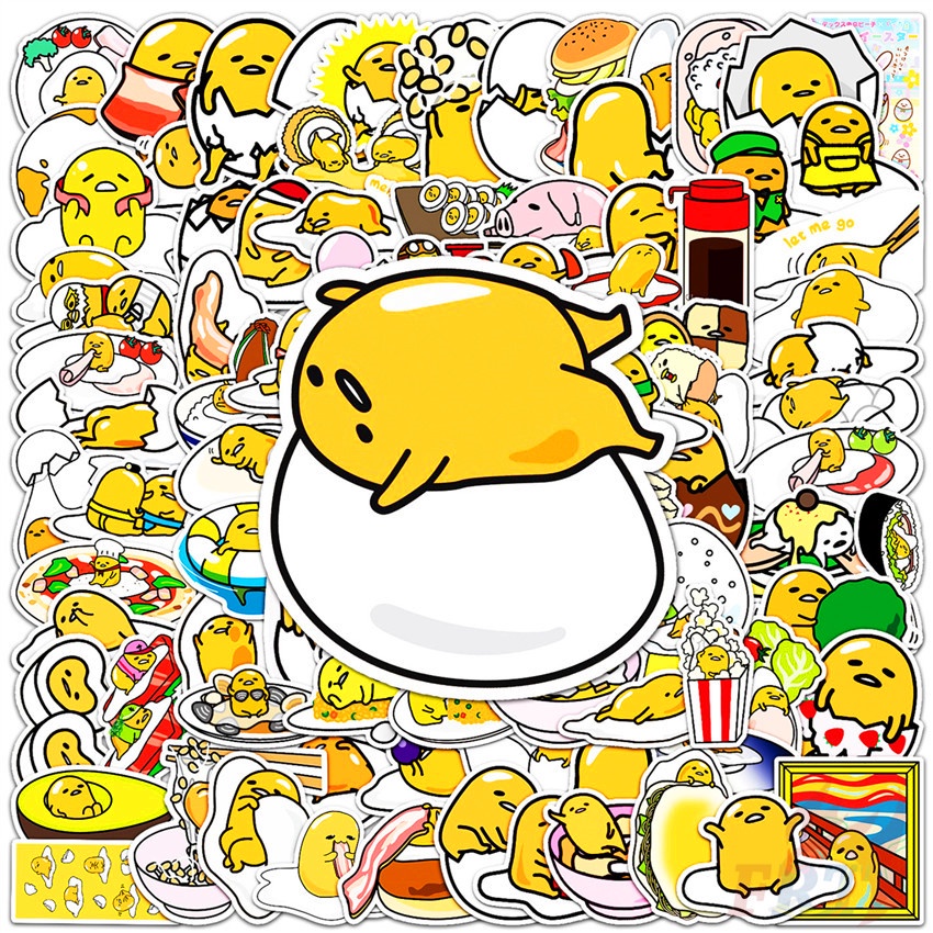 Bộ 100 Cái/Bộ ❉ Hình Dán Loạt Gudetama B ❉ Miếng Dán Hình Anime Dùng Trang Trí Vali Laptop Ván Trượt DIY Thời Trang