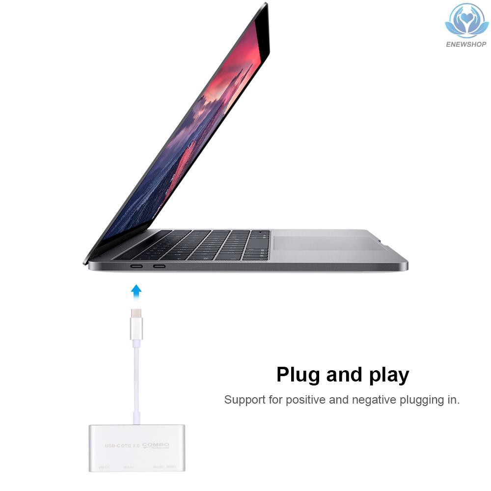 Bộ Chia Cổng Usb 3.1 Type C Đa Cổng Usb 3.0 Kiêm Đầu Đọc Thẻ Nhớ Đa Năng 5 Trong 1