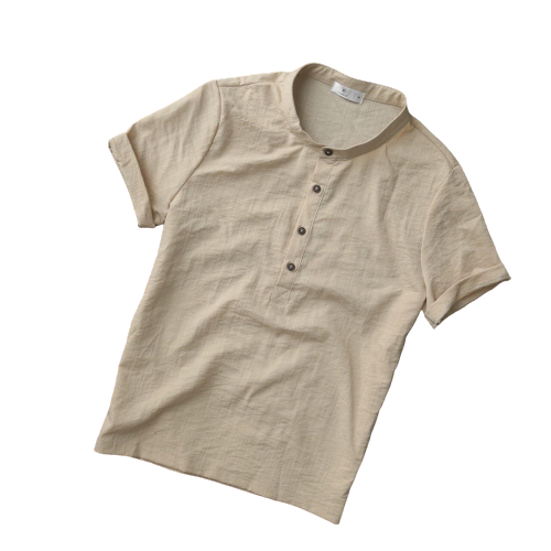 Áo đũi nam THE 1992 Áo linen cộc tay cổ tàu | BigBuy360 - bigbuy360.vn