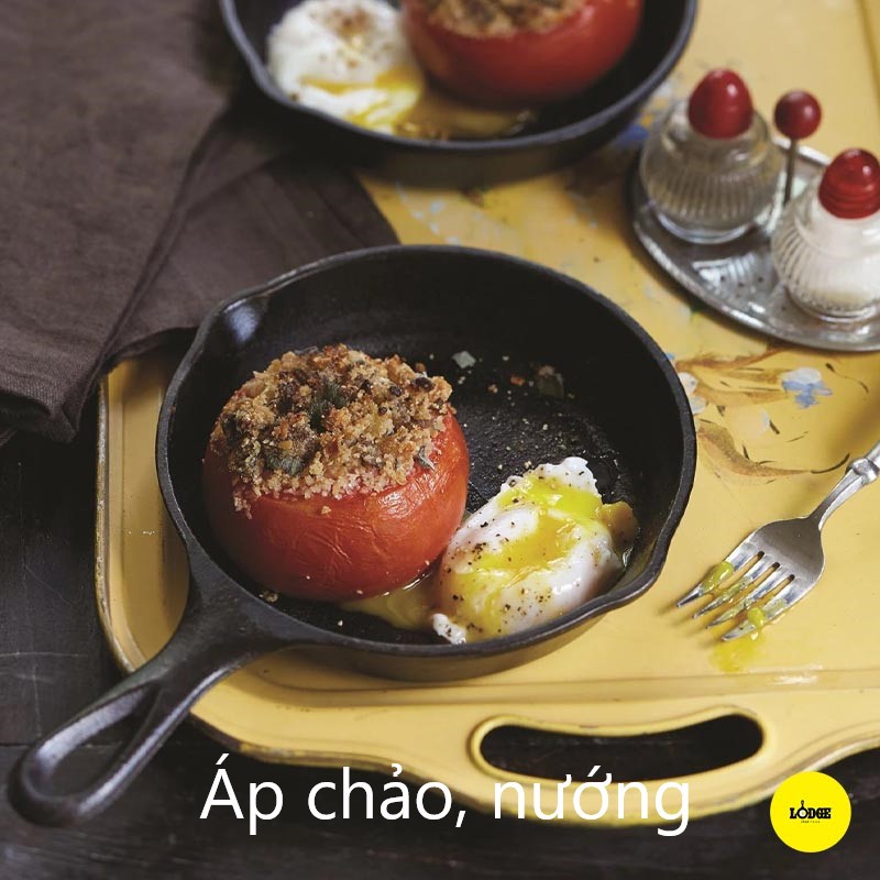 [Chính hãng LOGDE - MỸ] Chảo gang đúc chính hãng Lodge 16.51cm - H3SK. Chảo nướng, chiên, xào, áp chảo thực phẩm