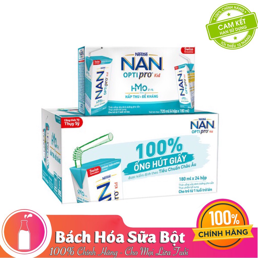 [Date: 1/8/2022] Sữa Dinh Dưỡng Pha Sẵn Nan Optipro Kid 180ml/Hộp - Thùng 6 Lốc (24 Hộp)